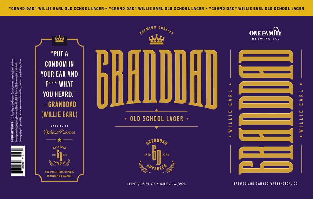 Willie Earl "Grand Dad" Old School Lager 4.5% ABV