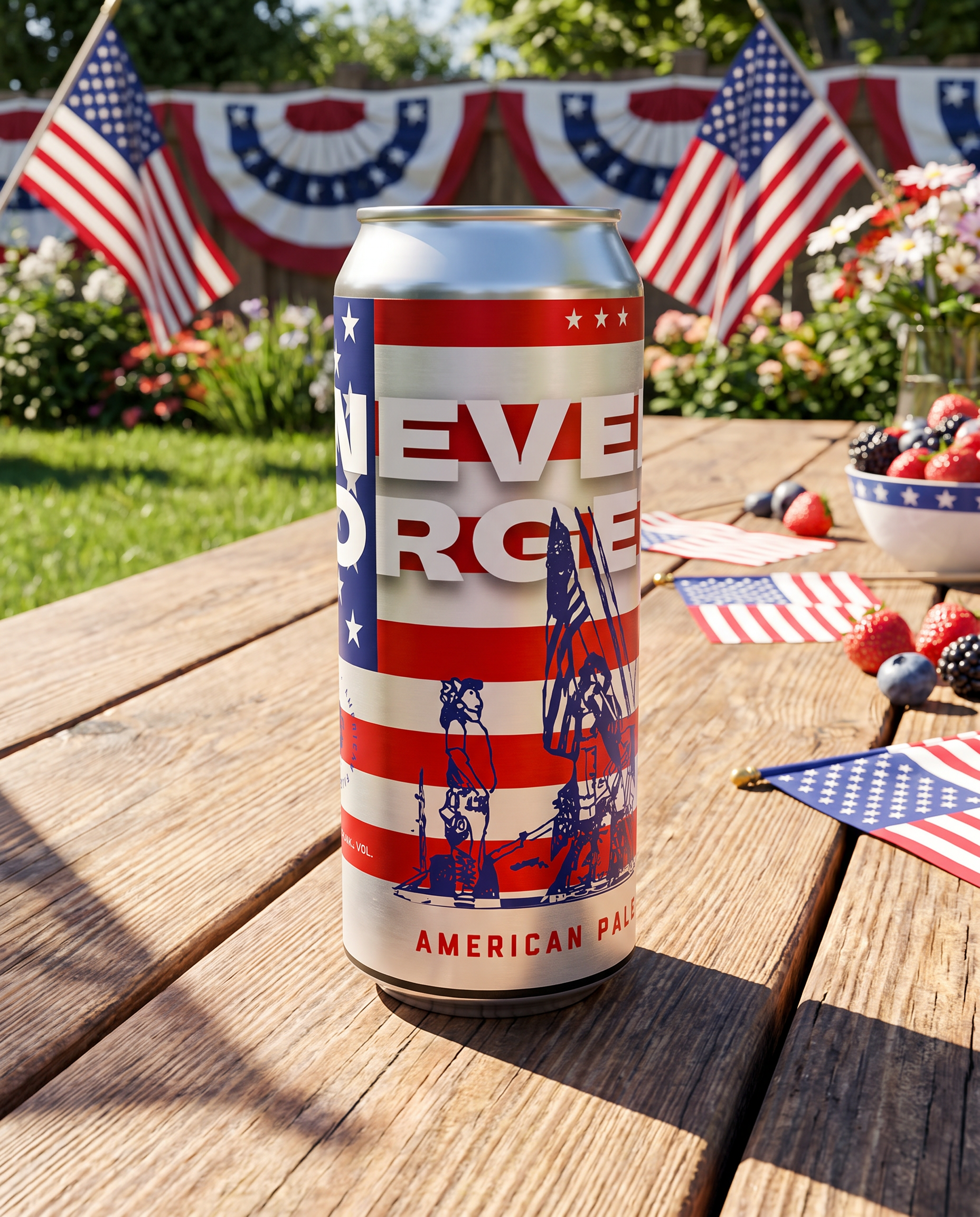 Never Forget American Pale Ale at a patriotic summer table