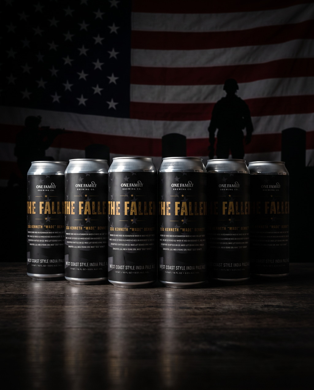 The Fallen beer cans honoring fallen soldiers